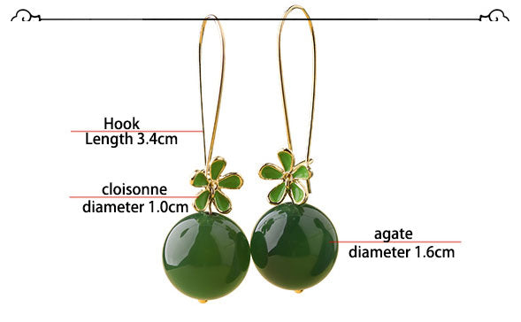 Oriental Green Agate Drop Dangle Earrings