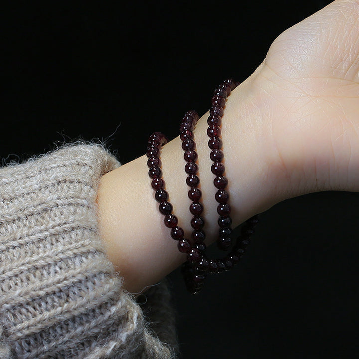 Three Circle Garnet Beads Woman Bracelets