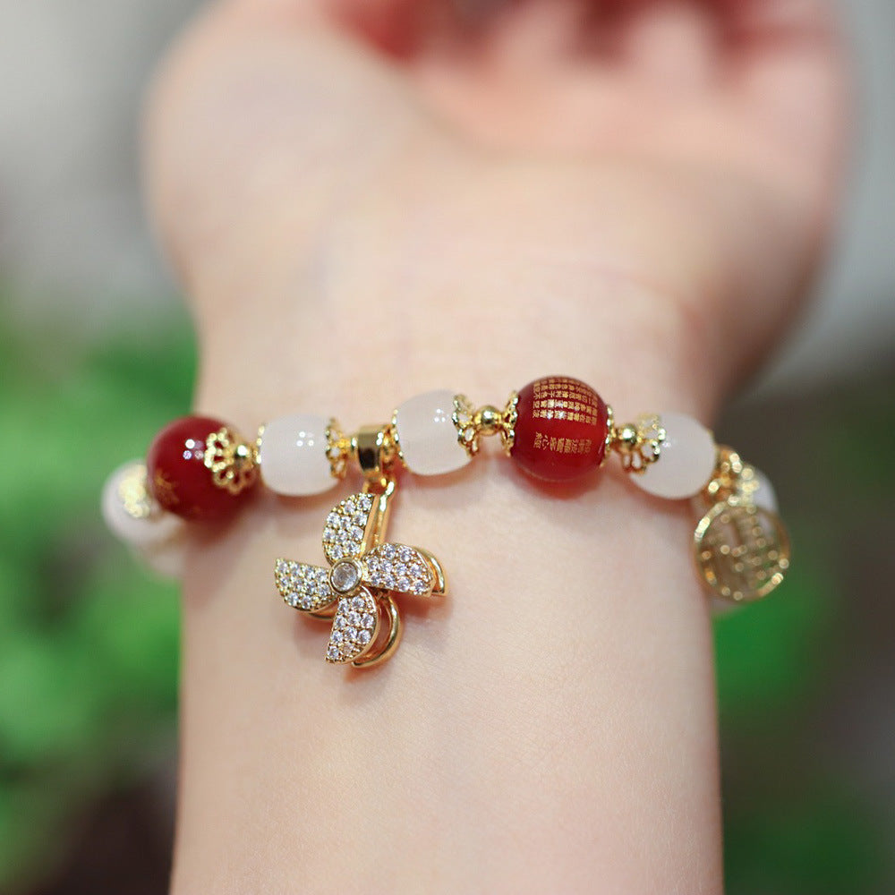 Glass Beads Longevity Lock Pedants Woman Bracelets