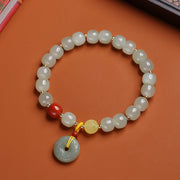 Natural Jade Beads Safety Buckle Pendant Woman Bracelets