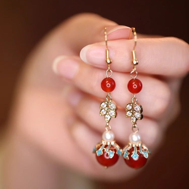Rhinestone Agate Wedding Bridal Dangle Drop Earrings