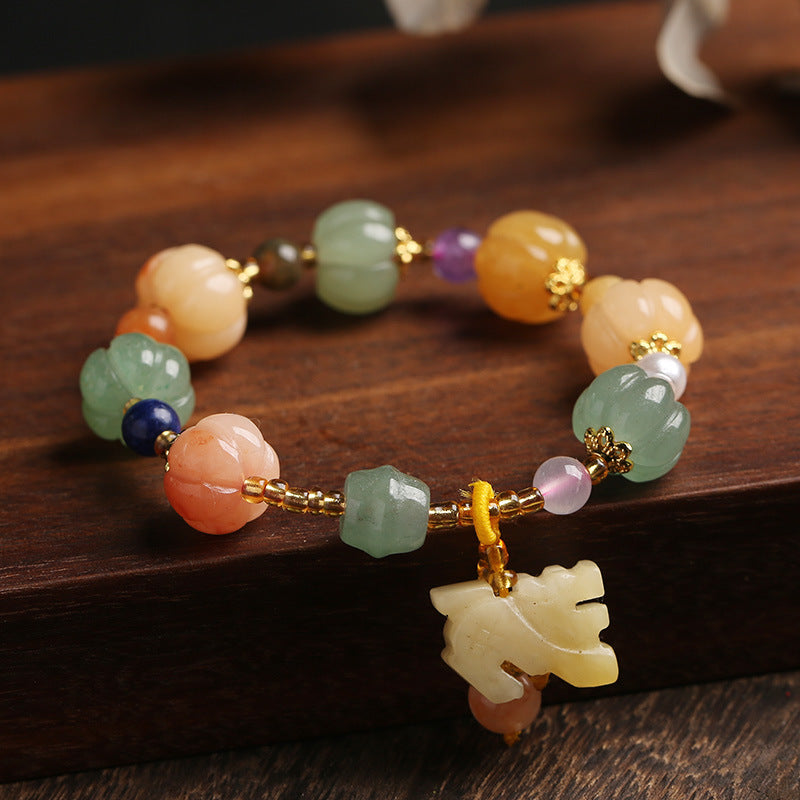 Jade Pumpkin Beads Pixiu Pendants Woman Bracelets