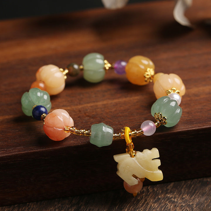 Jade Pumpkin Beads Pixiu Pendants Woman Bracelets