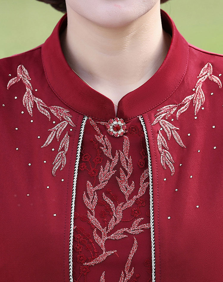 Red Bridal Mother's Spring Cheongsam Qi Pao Dress