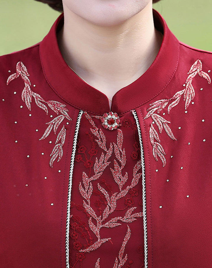 Red Bridal Mother's Spring Cheongsam Qi Pao Dress