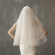 Two Tier Wedding Bridal Pearls Veil With Comb