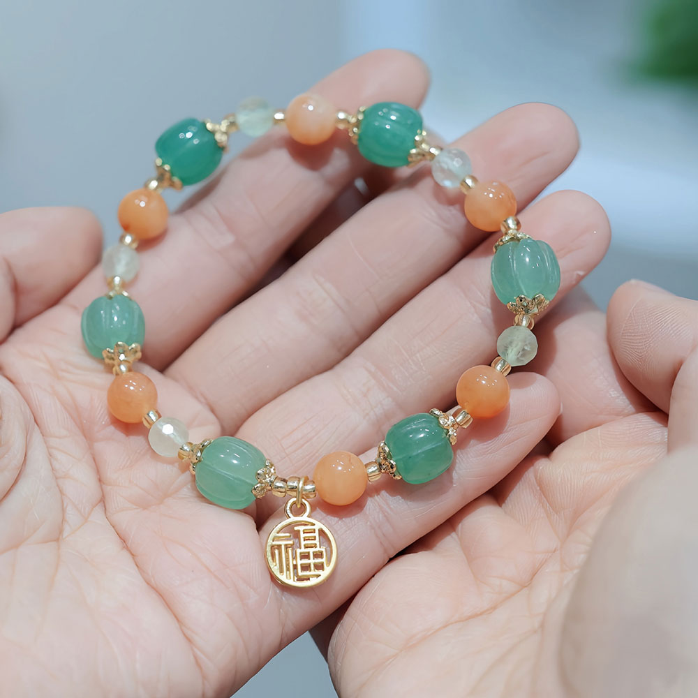 Jade Pumpkin Beads Fu Pendants Woman Bracelets