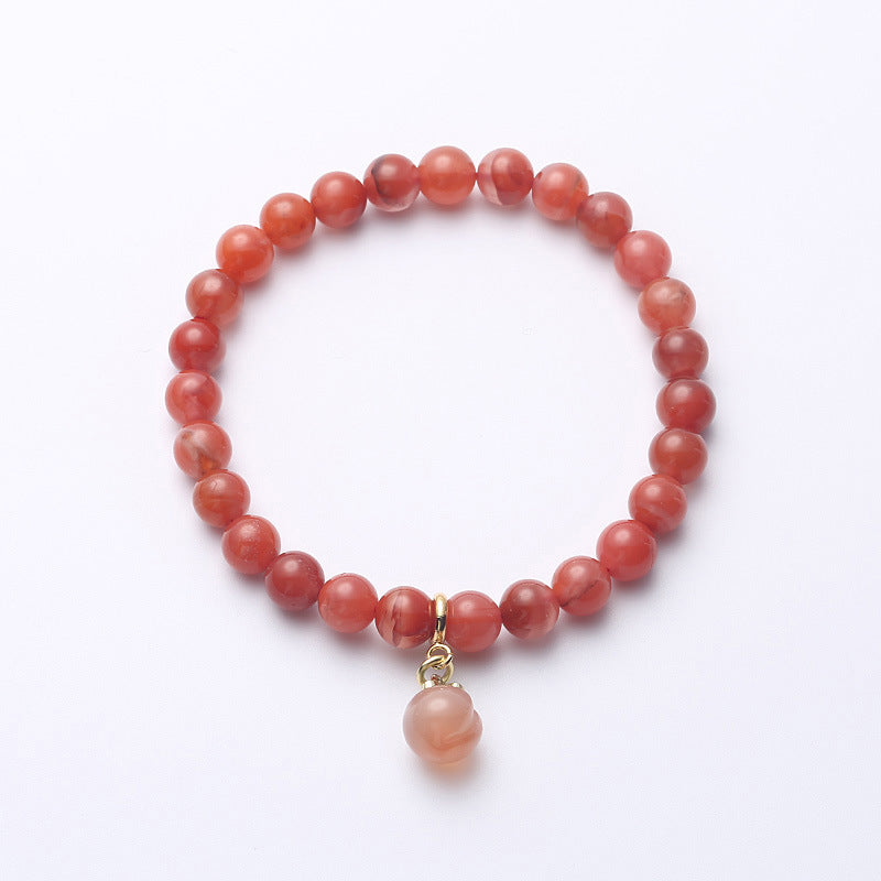 Natural Red Agate Peach Pendant Woman Beads Bracelets
