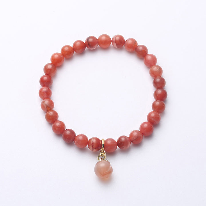 Natural Red Agate Peach Pendant Woman Beads Bracelets