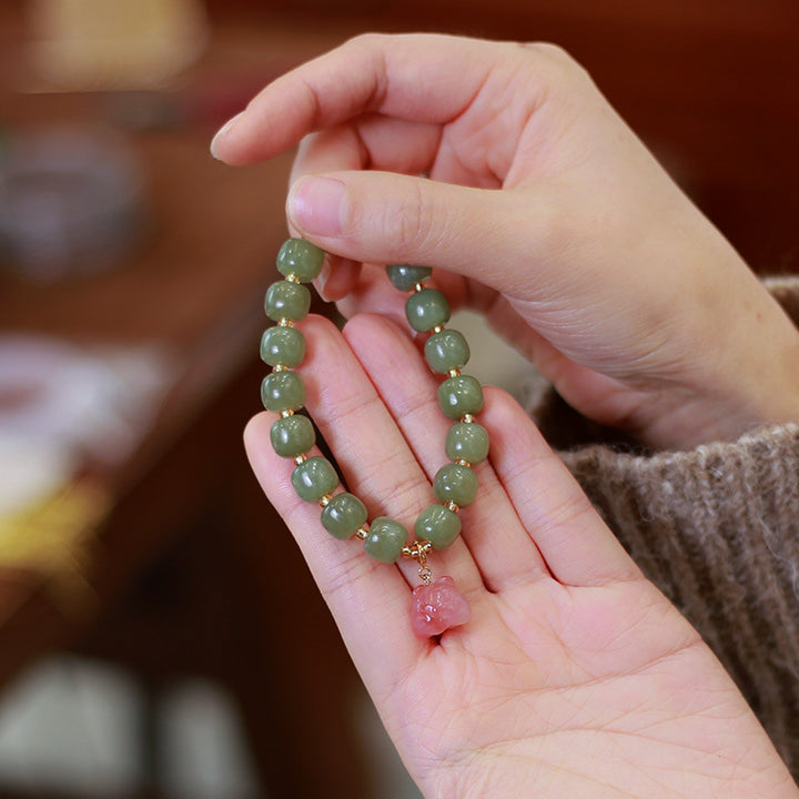Green Jade Chinese Zodiac Tiger Woman Beads Bracelets