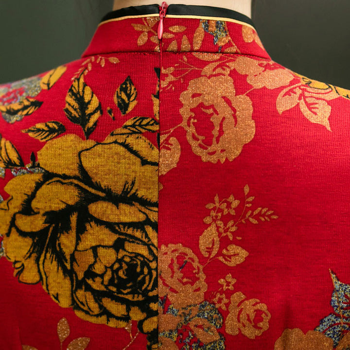 Mothers Floral Winter Cheongsam Blouse Top