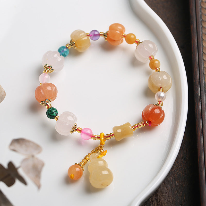 Handmade Jade Beads Gourd Pumpkin Pedants Bracelets