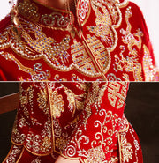 2023 Beads Embroidered Dragon Phoenix Wedding Bride Qun Gua