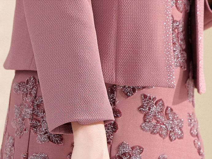 2 Pieces Mothers Floral Cheongsam Qipao Dress & Jacket