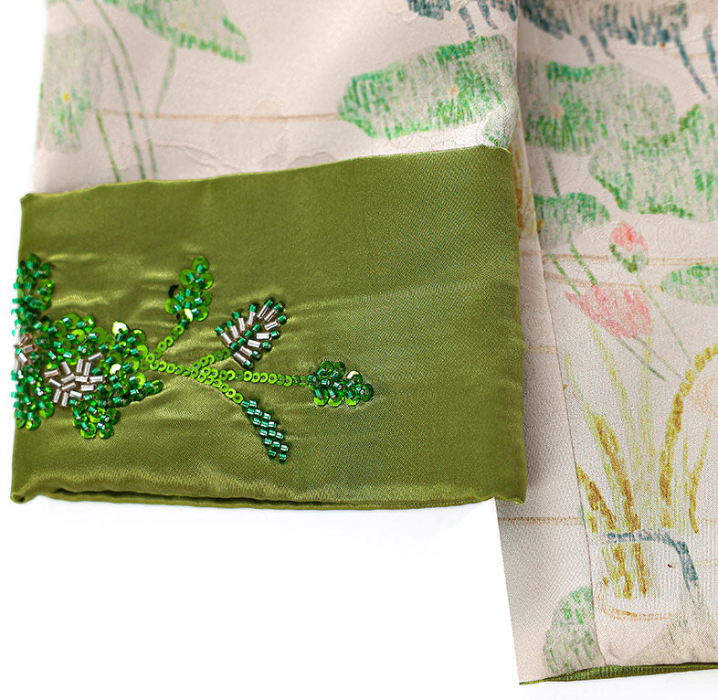 Lotus Print Mothers Cheongsam Jacket Blouse