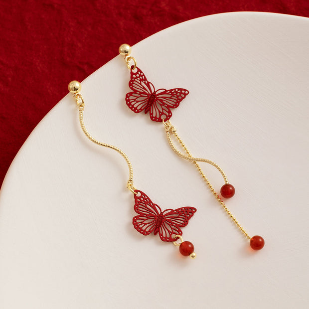 Asymmetrical Butterfly Dangle Drop Earring