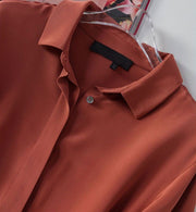 Orange Ivory Pocket Belt Midi Winter Shirt Dress