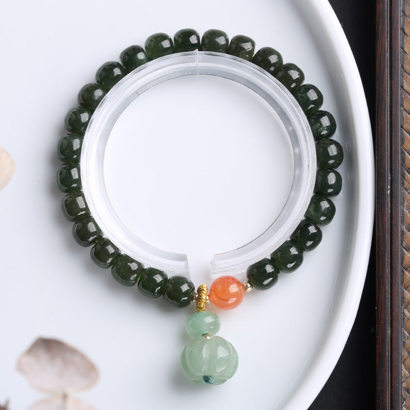 Natural Jade Pumpkin Pendant Man Woman Beads Bracelets