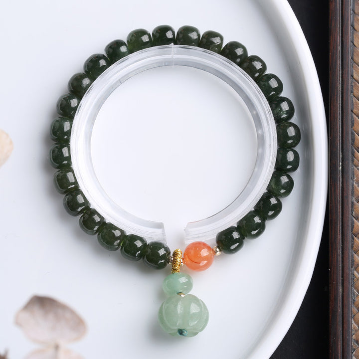 Natural Jade Pumpkin Pendant Man Woman Beads Bracelets