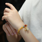 Yellow Jade Beads Calabash Pendant Woman Bracelets