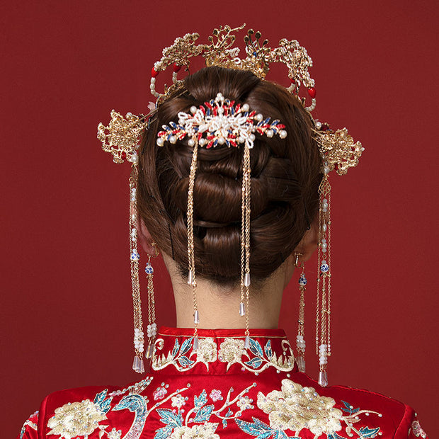 Wedding Bride Flower Hair Combs Clips & Earrings