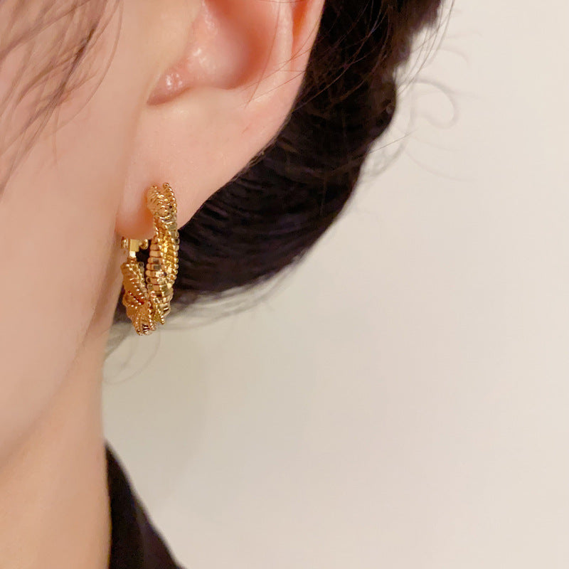 Gold Silver Plated Zirconia Twisted Rope Hoop Earrings