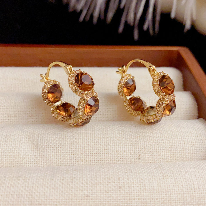 Rhinestone Cubic Zirconia Hoop Earrings