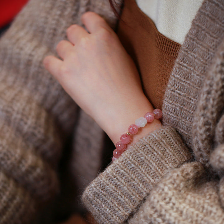 Pink Rose Quartz Woman Beads Bracelets