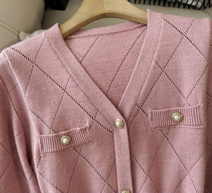Pink Winter Knit Sweater Belt Midi A-line Dress