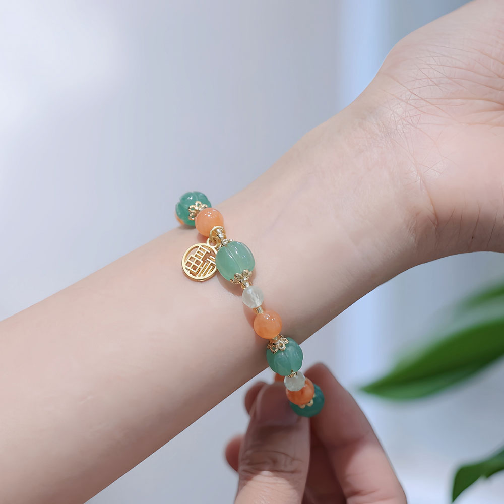 Jade Pumpkin Beads Fu Pendants Woman Bracelets