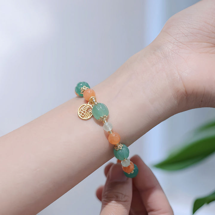 Jade Pumpkin Beads Fu Pendants Woman Bracelets