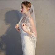 One Tier Tulle Wedding Bridal Lace Edge Veil With Comb