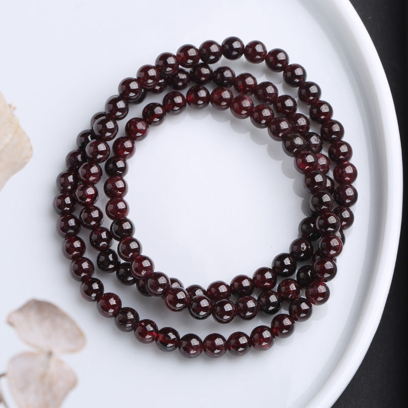 Three Circle Garnet Beads Woman Bracelets