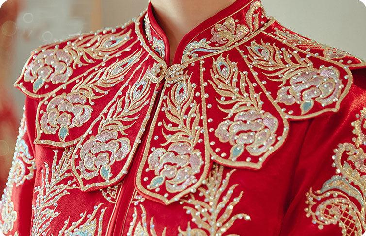 2024 Embroidered Phoenix Shawl Wedding Groom Bride QunKwa