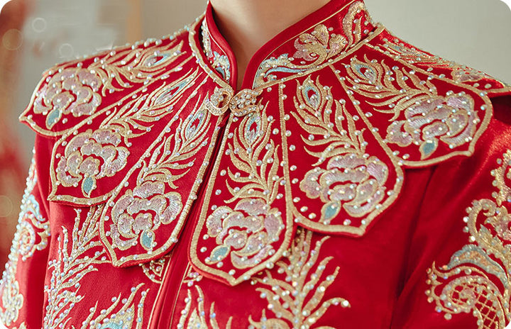 2024 Embroidered Phoenix Shawl Wedding Groom Bride QunKwa