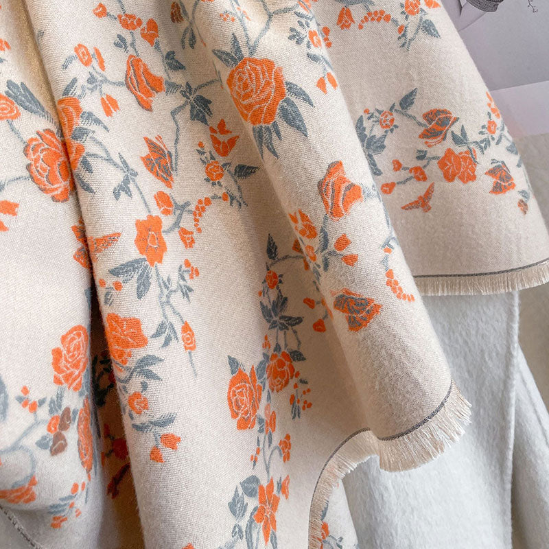 Winter Long Thick Floral Women Scarf Wrap Shawl