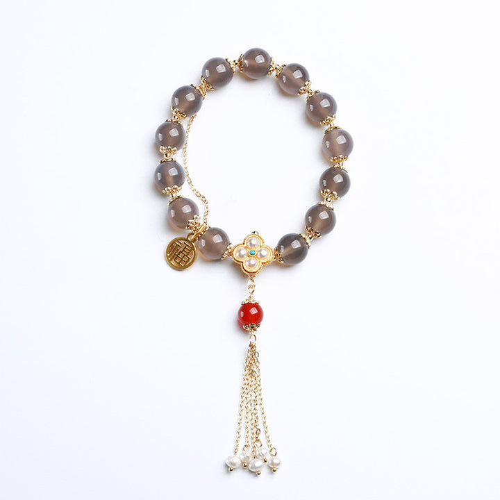 Purple Pink Agate Pearls Tassels Woman Beads Bracelets