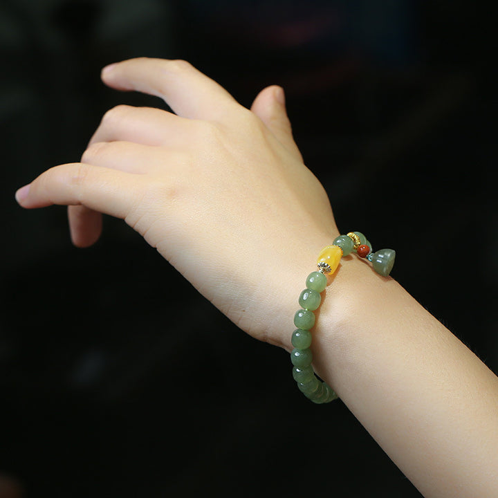 Natural Jade Lotus Pod Pendant Women Beads Bracelets