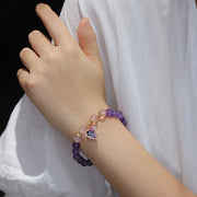 Amethyst Crystal Beads Heart Pendants Woman Bracelets