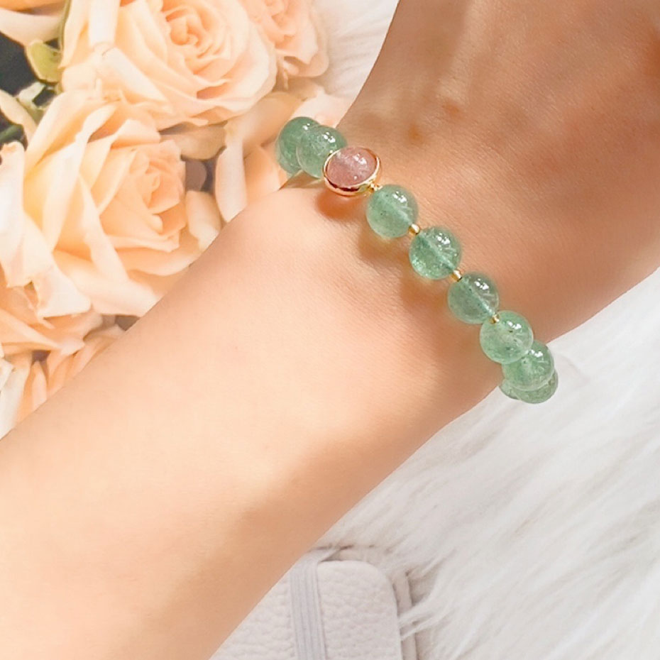 Green Strawberry Quartz Beads Woman Bracelets