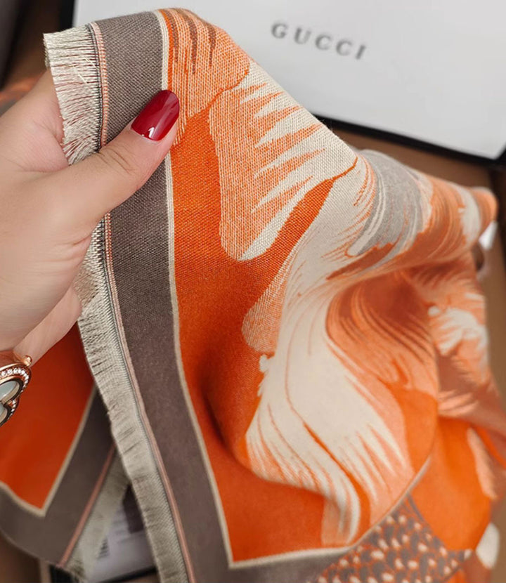 Winter Wool Blended Floral Women Scarf Wrap Shawl