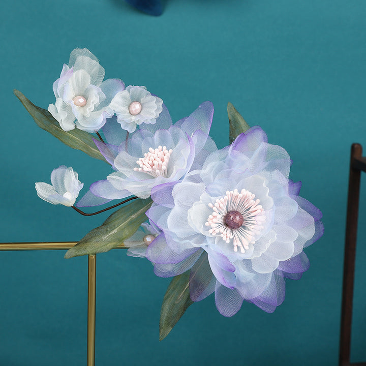 Purple Fabrics Flower Vine Hair Pins Clips