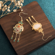 Gold Plated Jade Drop Dangle Earrings