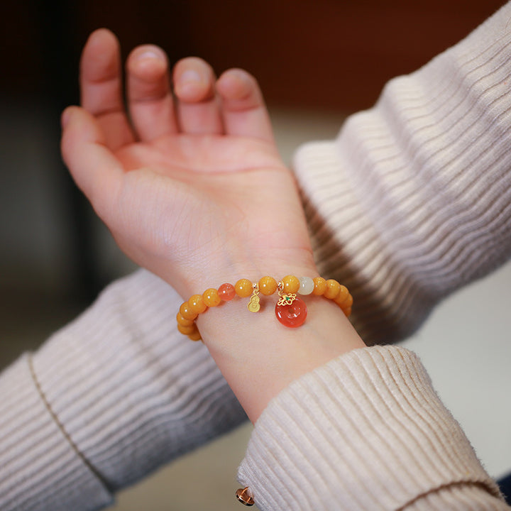 Natural Beeswax Safety Buckle Pendant Beads Bracelets