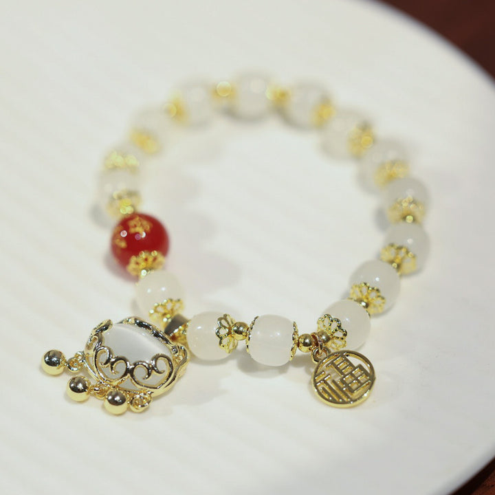 Glass Beads Longevity Lock Pedants Woman Bracelets