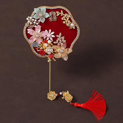 Mini Size Vintage Floral Bride Hand Held Hexapetala Fans