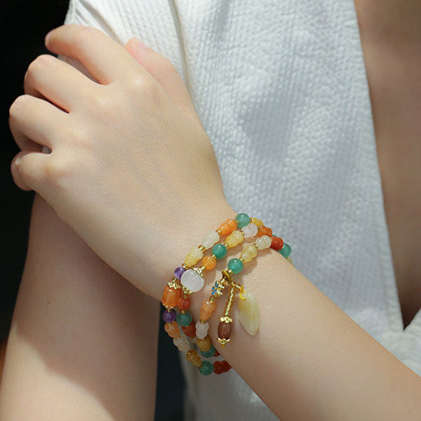Yellow Jade Calabash Beads Woman Bracelets
