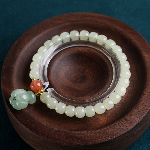 Natural Jade Pumpkin Pendant Man Woman Beads Bracelets