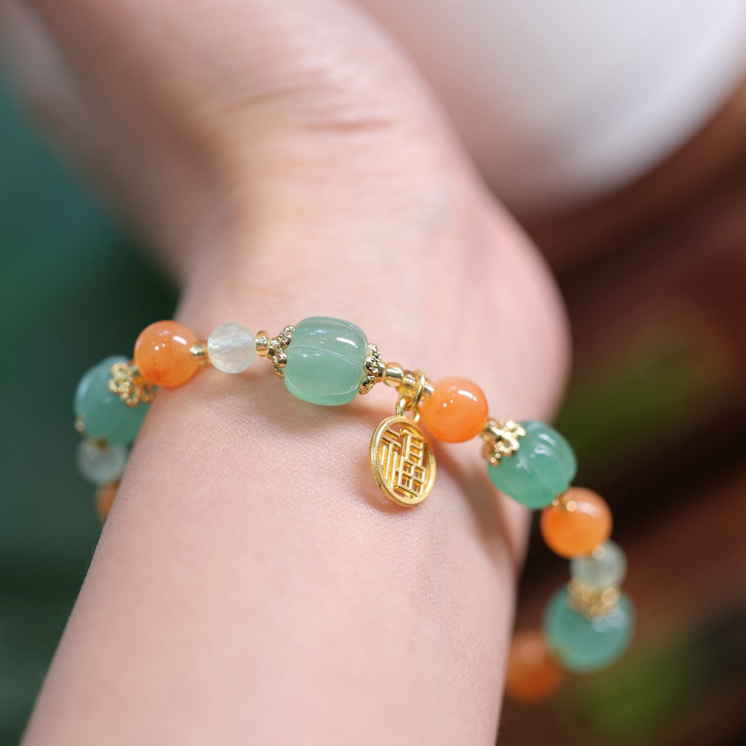 Jade Pumpkin Beads Fu Pendants Woman Bracelets