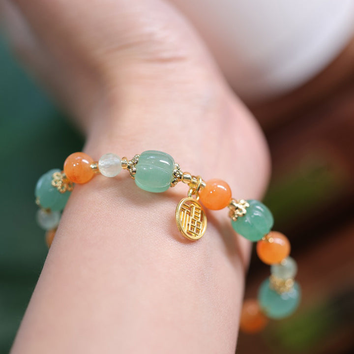 Jade Pumpkin Beads Fu Pendants Woman Bracelets